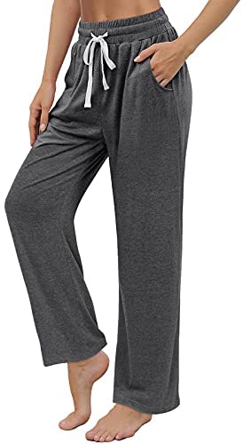 Womens Yoga Pants Comfy Wide Leg Drawstring Loose Straight Lounge Running Workout Pants with Pockets