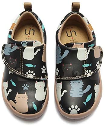 UIN Little Kid Sneaker Little Hedgehog Painted Microfiber Leather Girls Boy's Casual Fashional Shoes