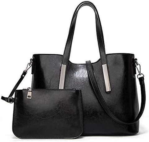 Meobvg Purses and Handbags for Womens PU Leather Top Handle Satchel Tote Shoulder Wallets Work Crossbody Bag Set 2pcs