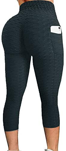 Karlywindow Women's Butt Lifting Legging High Waist Yoga Pants Capri Tummy Control Scrunch Booty Legging Tights
