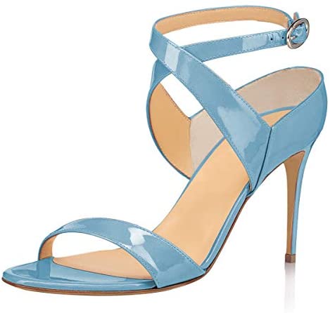 FSJ Women Open Toe Cross Buckle Ankle Straps Sandals Slingback Stiletto High Heel Pumps Casual Sexy Party Shoes Size 4-15 US