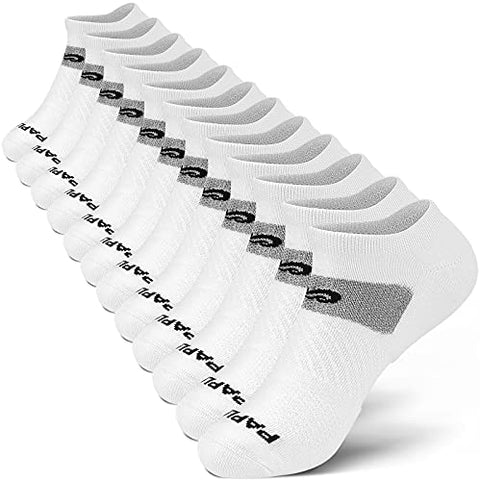 PAPLUS No Show Running Socks for Men (6 Pairs), Cushioned Athletic Ankle Socks with Arch Support