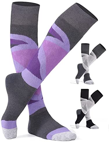 CS CELERSPORT 2/3 Pack Women's Ski Socks with Full Cushion, Wool Winter Warm Socks for Skiing Snowboarding