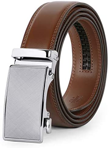 Men's Sliding Dress Belt Fashion Brown Leather Belt For Jean Rathet Leather Belts for Men