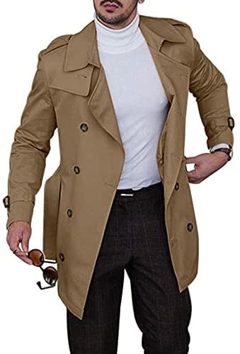 Men's  Slim-Fit Trench Coat with Belt