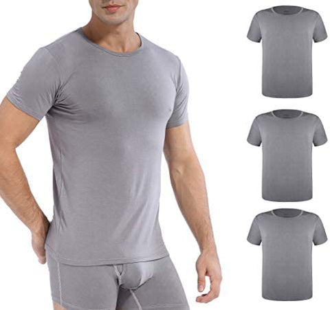 Men's 3-Pack Undershirts Bamboo Rayon Ultra Soft Comfy Crew Neck T-Shirts