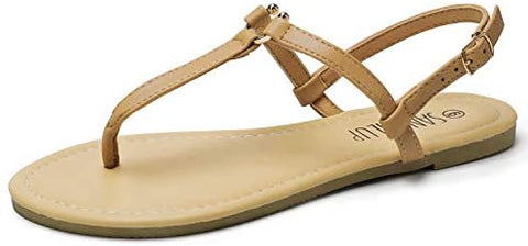 SANDALUP Thong Flat Sandals with Ring Metal Buckle for Women Summer