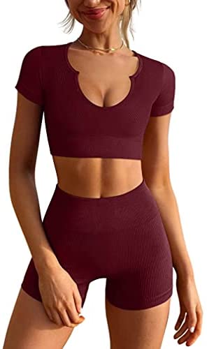 Women's  High Waist Sports Shorts Sets