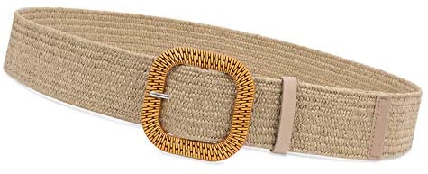 Fashion Wide Straw Woven Elastic Stretch Waist Band Belt Summer Bohemian Ladies Beach Dress Belts