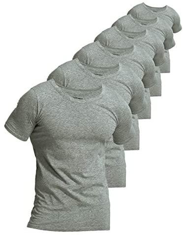 Men's 6-Pack Slim Fit Undershirts 100% Cotton Comfy Crew Neck T-Shirts
