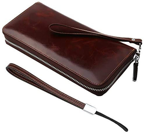 Lavemi Women's RFID Blocking Leather Zip Around Wallet Large Phone Holder Clutch Travel Purse Wristlet