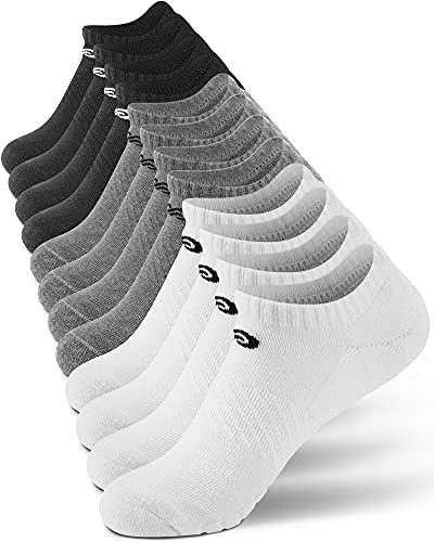 PAPLUS Womens and Mens No Show Socks (6 Pairs), Cushioned Running Athletic Low Cut Socks No Slip