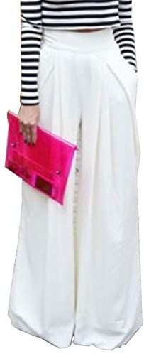 Women's Wide Straight Leg Pants High Waist Pleated Long Trouser Pant with Pocket