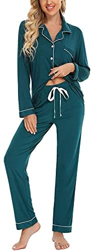 Pajamas Women's Long Sleeve Sleepwear Button Down Pj Sets Soft Loungewear Pajama Set for Women S-XXL