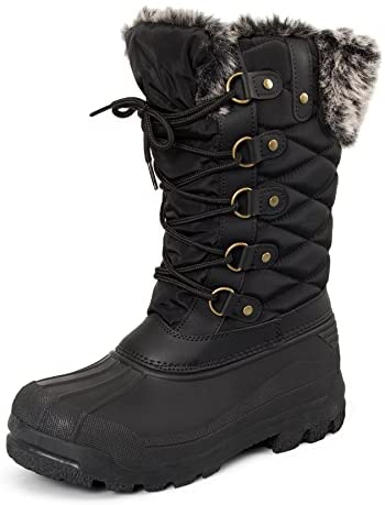 mysoft Women's Snow Boots Warm Insulated Faux Fur Lined Waterproof Mid-Calf Winter Boots