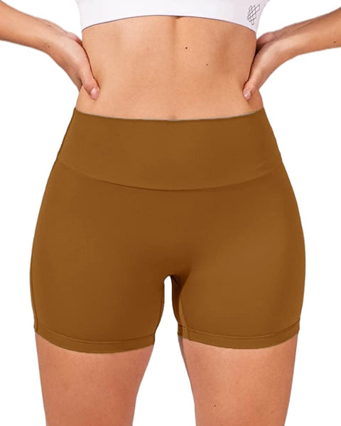 Womens High Waist Yoga Shorts Butt Lifting Breathable Workout Running Shorts with Pockets