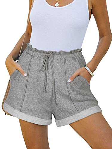 Workout Shorts for Women Cotton Pajama Lounge Shorts Drawstring Athletic Gym Running Yoga Sweat Shorts with Pockets