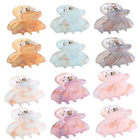 Claw Hair Clips No-slip Grip - 12PCS Mini Size Jaw Hair Clips for Women Girls Thick Hair Claw Clips Clamps Hair Barrette Jaw Clamp (Sequins)