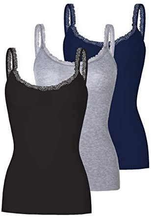 Women's 3-Pack Slim-Fit Lace Camisoles Stretchy Comfy Top Underwear