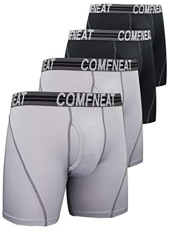 Men's Sport Boxer Briefs Performance Underwear with Fly 4-Pack