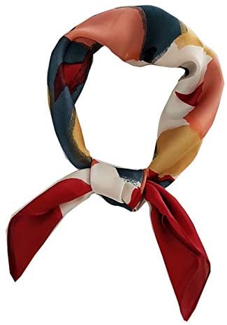 FONYVE Silk Feeling Scarf Medium Square Satin Head Scarf for Women 27.5 × 27.5 inches