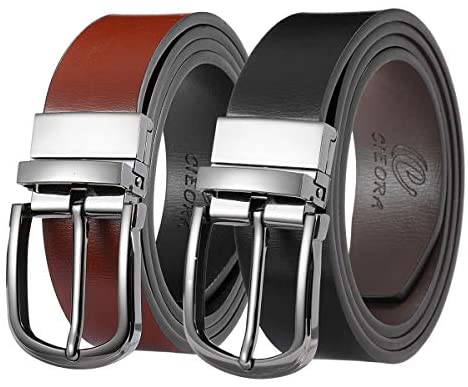 Men's Belt, CIEORA Leather Reversible Belt for Mens Dress Casual Work 1 3/8" Wide with Gift Box(One Piece)