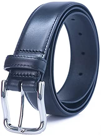 BLUESEAGULL Leather Belt for Men with Single Prong, Dress and Causal, Italian Full Grain Genuine Waist Leather, 1 3/8" Wide