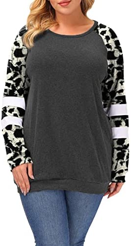 Plus Size Tunic Tops for Women Long Sleeve Fall Crewneck Tunics Sweatshirts to Wear with Leggings