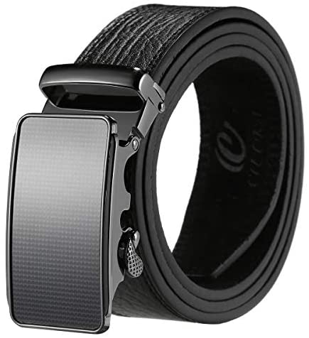 CIEORA Men's Dress Belt Genuine Leather Ratchet with Automatic Buckle,Trim to Fit