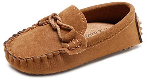QZHIHE Toddler Loafers Little Kid Girl's Boy's Suede Slip-on Loafers Casual Flat Shoes Boat Dress Shoes