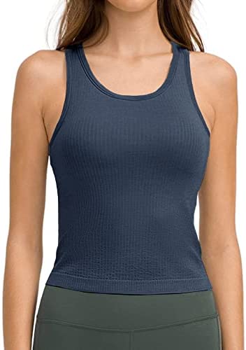 Sleeveless Racerback Tank Tops for Women Scoop Neck Slim Fit Stretchy Gym Workout Yoga Running Top