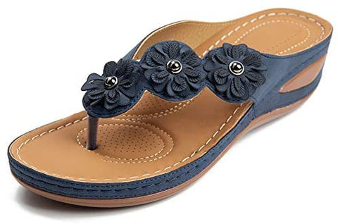 Casual Wedge Sandals for Women Comfortable Flower Clip Toe Summer Beach Sandals Fashion Ladies Bohemia Platform Dress Shoes