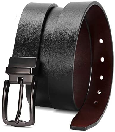Reversible Leather Belts for Women with Rotated Metal Buckle Black/Brown Women Belts