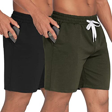 Mens Gym Shorts Fitted Workout Shorts Bodyduilding Jogger Shorts 2 Pack