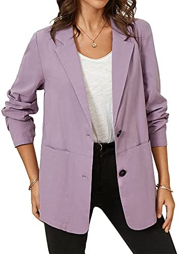 Aoysky Womens Long Sleeve Two Button Casual Blazer Open Front Lapel Pocket Blazer Jackets