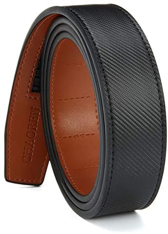 CHAOREN Ratchet Belt Replacement Strap 1 3/8”, Genuine Leather Belt Casual for 40MM Slide Click Buckle