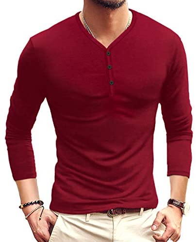Mens Casual Slim Fit Basic  Short/Long Sleeve Cotton T-Shirt