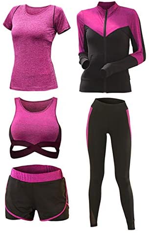 Women's Yoga Gym Suit - 5pcs Set