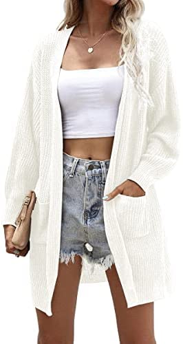 Dyexces Women's Cardigan Sweater Loose Open Front Long Sleeve Knit Chunky with Pocket