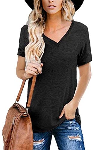 Women's Short Sleeve Shirts V Neck Summer Casual T Shirts Tops