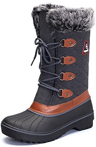 mysoft Women's Snow Boots Warm Insulated Faux Fur Lined Waterproof Mid-Calf Winter Boots