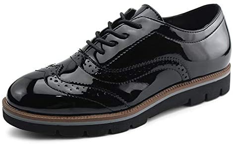 Women Lace Up Oxford Shoes Wingtip Brogue Walking Shoes