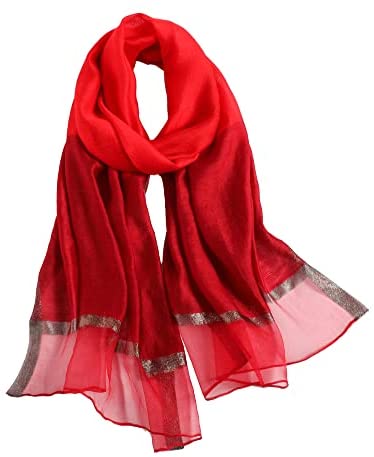 WINCESS YU Long Silk Scarf Women Fashion Pashmina Shawls and Waps for Weddings Satin Scarf for Fall Winter