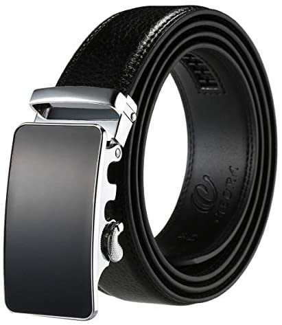 CIEORA Men's Dress Belt Genuine Leather Ratchet with Automatic Buckle,Trim to Fit