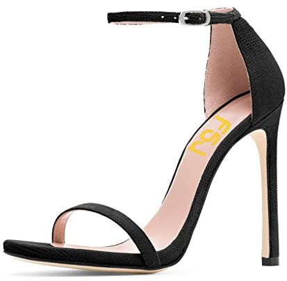 FSJ Women Elegant Ankle Strap Sandals Open Toe High Heels Shoes for Office Ladies Size 4-15 US