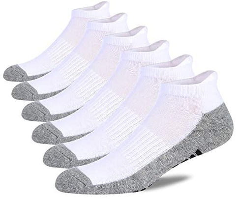 Mens Ankle Socks Low Cut Athletic Cushioned Running Tab Socks 6 Pack