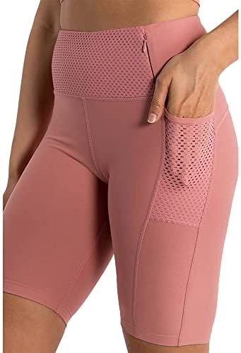 Womens Mesh Stretch 7 inch Yoga Shorts Workout Running Slim Tights with Pockets