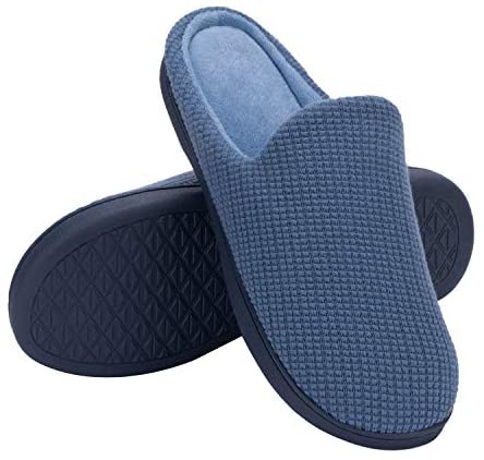 mysoft Men's Comfort Memory Foam Slippers Moccasin House Shoes Sole Indoor Outdoor