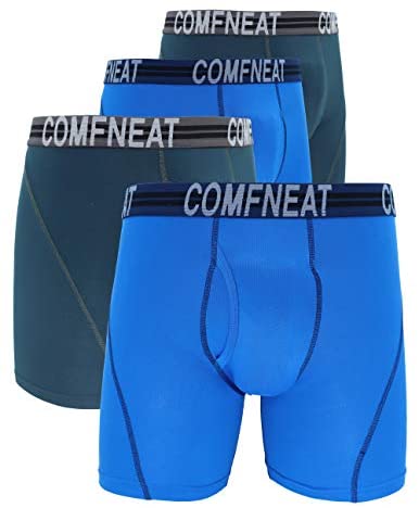 Men's Sport Boxer Briefs Performance Underwear with Fly 4-Pack