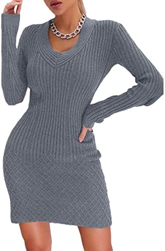 women's Waffle Tunic Knitted Sweater Dress